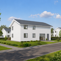 Maison modulaire préfabriquée à 2 étages avec 3 chambres, 2 salles de bain, bureau et salle de sport, logement familial pour la vie en banlieue