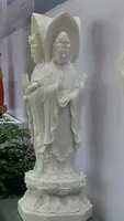 Beyaz yeşim mermer heykeli heykel Guanyin, iç mekan ev dekorasyonu merhamet tanrıçası heykeli