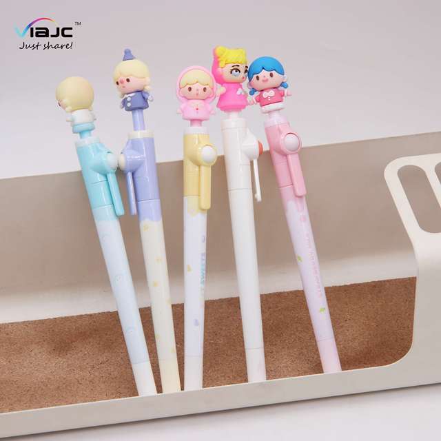 New Fidget Toy Pen With PVC Custom Topper Funny Cute Spinning Student Kids Pen for Relaxing