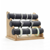 Barre à bijoux détachable en bois de bambou, 1 pièce, 3 niveaux, présentoir de montres, support organisateur