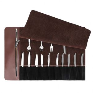 BSCI Factory Cooking Tools <b>Knives</b> Holder Protectors Portable <b>Knife</b> Cutlery Carrier <b>Leather</b> Chef <b>Knife</b> <b>Roll</b> Bag - Product Image 1