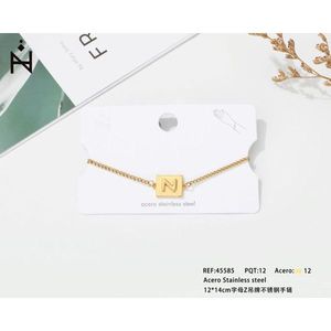 Bracciale in Acciaio Inossidabile con Charm Lettera Z 12x14cm, Placcato Oro, Gioiello Unisex alla Moda - Product Image 1