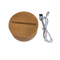 Lampe à LED variable 7 couleurs Grain de bois ronde USB enfichable ABS ronde Led veilleuse Base de lampe