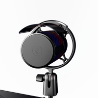 Ensemble de microphone à condensateur filaire USB avec bras articulé en métal, suspension antichoc, filtre anti-pop et éclairage RGB personnalisé