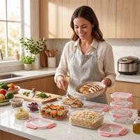 Glazen voedselcontainers met deksels, lekvrij, luchtdicht, glazen maaltijdvoorbereidingscontainers voor lunch, restjes, vaatwasserbestendig