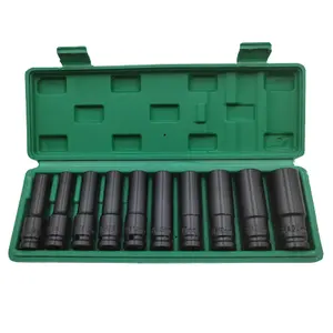 10 pcs 10-24mm 1/2 inch deep heavy duty socket wrench adapter hand tool set impact socket set