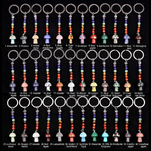 Pendentif de clé en pierre <span class=keywords><strong>color</strong></span>ée en cristal naturel Porte-clés champignon de 2cm avec accessoires de sac en pierre de guérison et artisanat de cadeaux - Product Image 3
