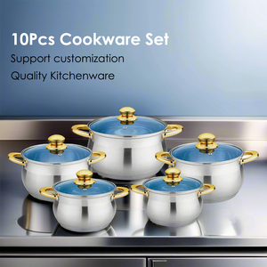 10-Piece Stainless Steel Non-Stick <b>Cookware</b> Set-Kitchen Pots and Pans - Product Image 3