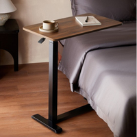 Mesa Auxiliar Lateral en Forma de C con Altura Ajustable Neumática de 75-110 cm, Escritorio para Trabajar de Pie o Sentado, Base Baja de 3 cm, Reversible, para Usar sobre el Sofá, Mesa Auxiliar para Portátil