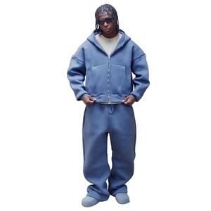 Tùy Chỉnh Thể Thao Baggy Thiết Kế loe 100% Bông Dây Kéo Tracksuit Herren Nhà Sản Xuất Hoodies Và Sweatpants Set Người Đàn Ông - Product Image 2