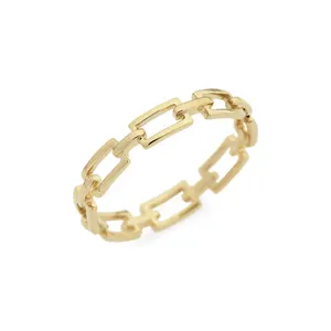 Gemnel 925 desain perak fashion perhiasan Sepuh emas link susun cincin 2024 untuk wanita