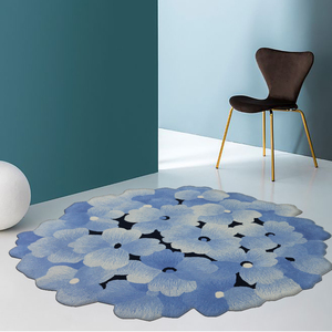 Bella <span class=keywords><strong>Rosa</strong></span> e Bianco Handtufted Forma Irregolare Soggiorno di Lana Floreale di Peonia <span class=keywords><strong>Tappeto</strong></span> - Product Image 3