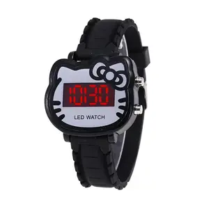 Orologio da cartone animato per studenti all'ingrosso per bambini carino Hello Kitty orologi bambini ragazzi Pu LED orologio da polso ragazze orologio per bambini