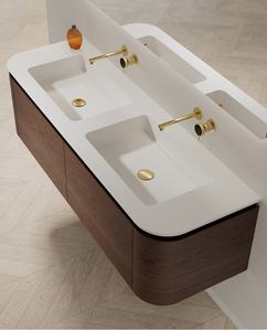 Modern minimalist wood grain <b>bathroom</b> <b>cabinet</b> wall mounted washbasin <b>small</b>-sized <b>bathroom</b> <b>cabinet</b> combination - Product Image 2
