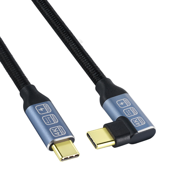 USB C to USB C Cable 3.3FT4K Right Angle 20Gbps PD100W Fast Charging Cable