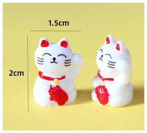 แมวกวักนำโชค DIY เรซิ่นทำมือ ทาสีด้วยมือ รูปปั้นมาเนกิเนโกะญี่ปุ่น ของตกแต่งบ้านจิ๋ว ของขวัญ - Product Image 2
