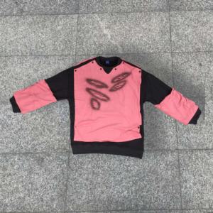 Sweat à capuche surdimensionné pour homme en tissu éponge imprimé à l'écran avec motif de lettres bicolores personnalisé, double couche, délavé à l'acide, automne - Product Image 1