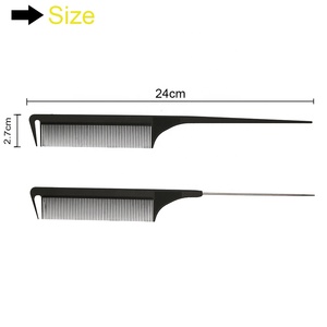 Private Label Professional Salon Dressing Tool Carbon antistatico Hair Barber Long Steel Tail Thin Teeth Braid Comb - Product Image 6