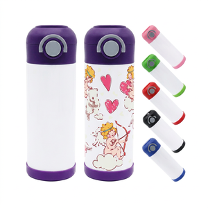 USA stock Stainless Steel Vacuum Tumbler 12oz Cartoon Cup With Lid For Travel Kids Insulated Flask Purple White Design - Product Image 1