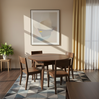 Ensemble de table à manger en chêne traditionnel (4 chaises) finition noyer foncé, durable, écologique, multifonctionnel, gain de place, pour la maison et l'hôtel