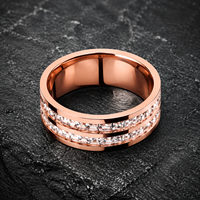Bague d'éternité classique JLM en acier inoxydable avec double rangée de zircons cubiques, pour homme et femme, alliance confortable, bijoux scintillants