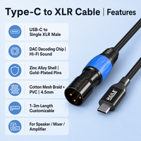 Câble de raccordement audio Type-C vers XLR mâle simple, pour téléphone, PC, iPad vers haut-parleur actif, mixeur, amplificateur, longueur personnalisable