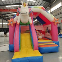 Château Gonflable Géant Thème Licorne Écologique pour Enfants avec Toboggan et Trampoline – Idéal pour l'Export