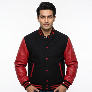Blouson Bomber Polaire Homme Personnalisé Style Universitaire Haute Qualité avec Patchwork Lettres Universitaires sur le Devant en Laine Hiver - Product Image 1