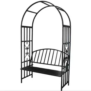 For 2 People Metal Steel Garden Arch Trellis Rose Aid with Bench Seat flower arch