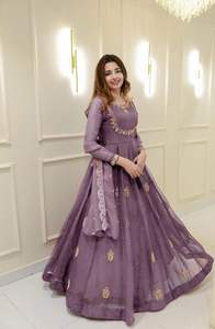 Nouvelle collection de robes Anarkali en georgette avec broderie et sequins, costume Anarkali pour femmes, tenue de soirée - Product Image 4