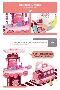 Set Kosmetik Mainan Plastik Pink 2-in-1 Kereta Portabel untuk Anak Perempuan - Product Image 3