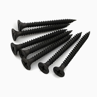 Vis à tarauder pour plaques de plâtre en gypse phosphaté noir, filetage standard M3.5, tête plate, revêtement en zinc, longueur 12 mm, emballées en boîte