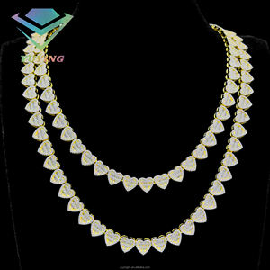 Collar con Forma de Corazón Yu Ying, Plata de Ley S925, Chapado en Oro, Diamante VVS, Cadena Cubana, Cadena de Moissanita - Product Image 2
