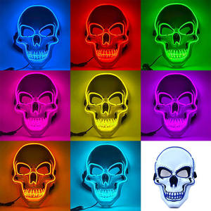 Máscaras Faciales LED Luminosas Blancas al por Mayor, Máscaras de Terror con Luz Fría, Máscaras Faciales de Halloween con Efecto de <span class=keywords><strong>Grito</strong></span>, 10 Colores, Máscara de Fiesta con Flash - Product Image 1