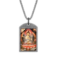 Colgante de Acero Inoxidable con Diseño de Buda Estilo Thangka, Bisel para Colgante, Collar Unisex de Moda, Regalo Dongguan 216044