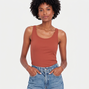 EVERGREEN Women's Tank <b>Top</b> 100% Cotton Knitted Eco-Friendly Soft Breathable Summer OEM Bulk Wholesale Casual <b>Feathers</b> Front - Product Image 1