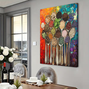 Art d'épices culinaires cuillères colorées assaisonnement Art déco Animal/Design moderne impression sur toile cadre en bois pour la maison cuisine tenture murale - Product Image 5