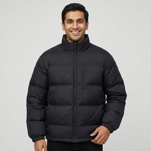 <b>Men's</b> Winter <b>Warm</b> Puffer <b>Jacket</b> Custom Size Solid Color Canvas Fabric Wholesale Outdoor Coat Padded <b>Jacket</b> - Product Image 1