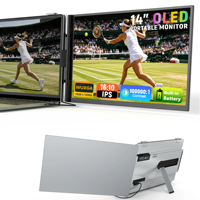 Moniteur portable OLED pour extension d'écran d'ordinateur portable, batterie intégrée, 1920x1200, double écran attachable pour le travail professionnel
