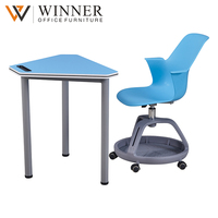 Chaises de classe, de bureau, de collège, d'université, d'école, en plastique vert moderne, durables, vente en gros d'usine, table de groupe avec bureau intégré