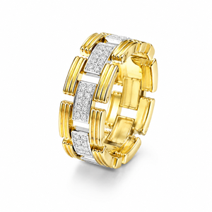 Anello elegante bicolore per donna, gioielli minimalisti alla moda - Product Image 1