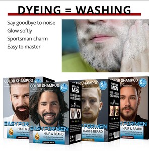 venta al por mayor de Color fácil de Amoníaco libre bigote tinte ennegrecimiento barba champú de Color <span class=keywords><strong>para</strong></span> los <span class=keywords><strong>hombres</strong></span> - Product Image 3
