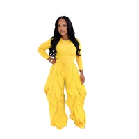 Ensemble de costume pour femme européen et américain, haut slim, pantalon à jambes larges, couture en dentelle, volants, personnalisé, pour les trajets quotidiens