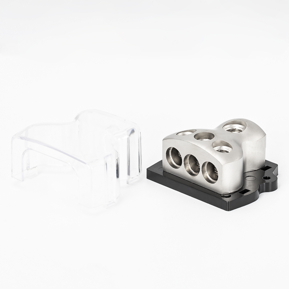 Blocco Distribuzione Alimentazione 3 Vie - 0 Gauge Input, 4 Gauge Output Per Impianti Audio Auto