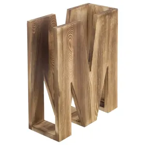 Houten Bureaubestand Organizer Massief Hout Magazine Bestand Rack Opbergdoos Letter M-Vormig Ontwerp Desktop Bestand Map Rack