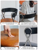 Chaise de salle à manger moderne en acier avec dossier en acier inoxydable durable et revêtement en cuir pour l'école, la maison et l'hôtel