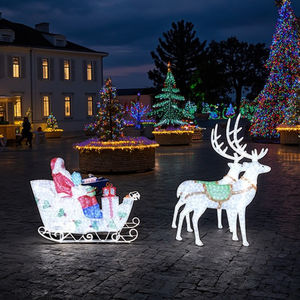 TOPREX-Renne de Noël grandeur nature fait à la main <span class=keywords><strong>et</strong></span> lumières de motif de traîneau du père Noël décoration extérieure pour les centres commerciaux boîte d'emballage - Product Image 2