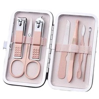 Kit de manucure et pédicure en acier inoxydable pour usage domestique, avec lime à ongles, cure-oreille, ciseaux à sourcils et repousse-cuticules