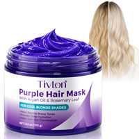 Masque capillaire violet Tivlon à la feuille de romarin pour cheveux abîmés, anti-jaunissement, nourrissant, après-shampoissant sans rinçage pour cheveux blonds