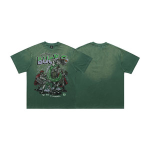 T-shirt Oversize Graphique pour Homme, Style Vintage Délavé, Streetwear, Coton Vieilli, Rétro Basketball Décontracté - Product Image 3